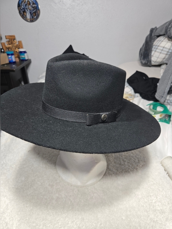 Rockin C Pinch Front Black Women\'s Hat Like New 100% Wool main image 4